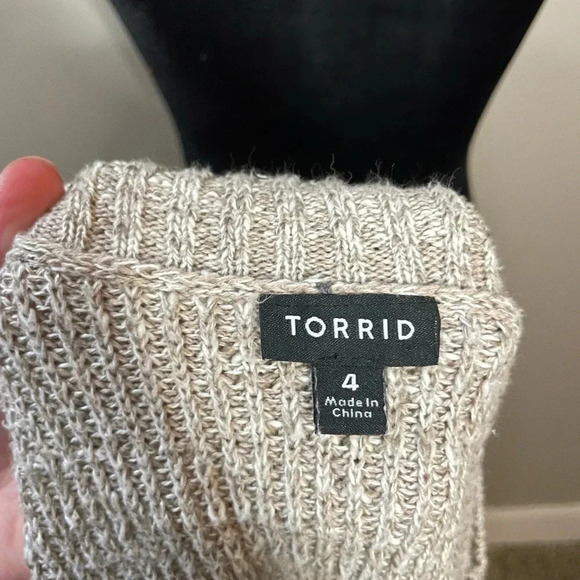 Torrid Beige Knit Cold Shoulder Tunic Sweater - Picture 8 of 11